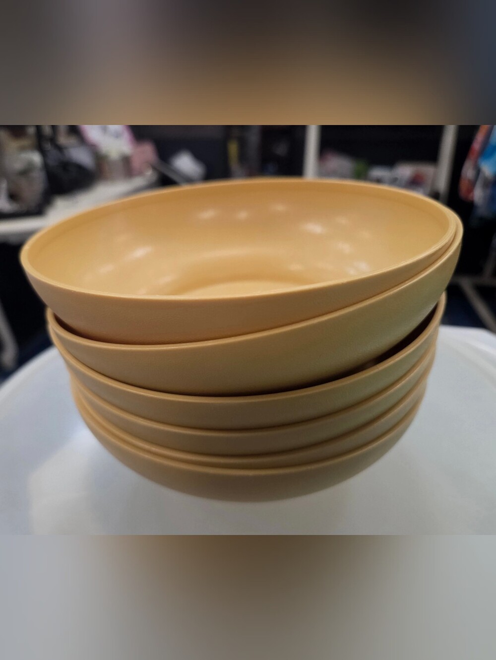 Vintage Tupperware Harvest Gold Yellow Plastic Cereal Bowls-Set of (6) # 890-26